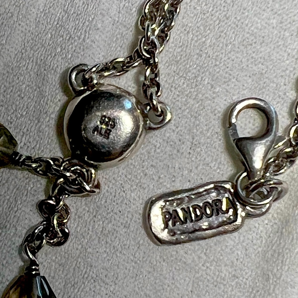 Pandora Gold heart Silver Crystal necklace